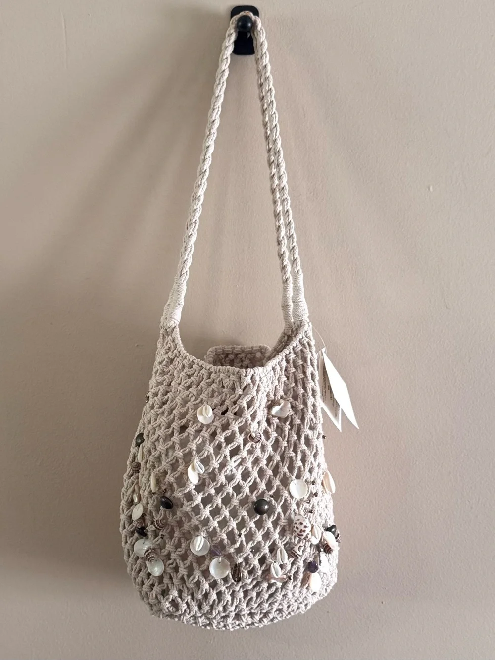 Free People Isle of Dream String Tote Crochet Shell Bag